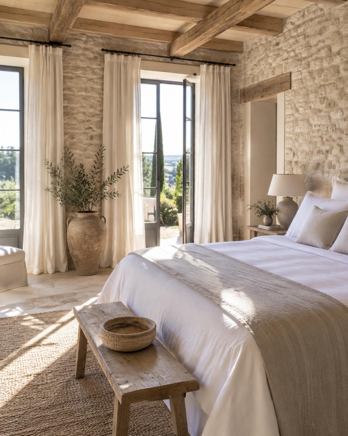 Intérieur lumineux avec linge de maison soigneusement préparé
