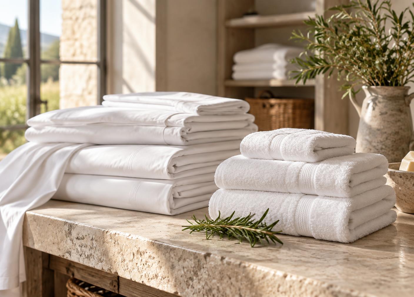 Linge propre plié et préparé par LCG